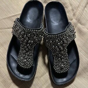 Women's Black Embellished Sandals